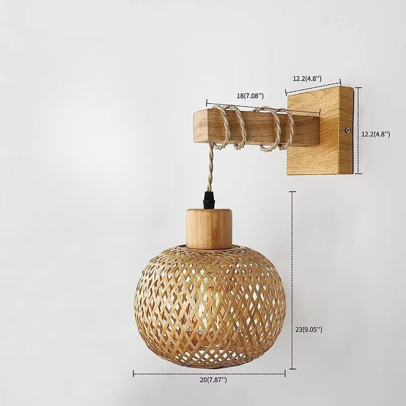 Applique murale en bambou et rotin naturel