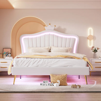 Lit moderne en cuir PU avec lumières LED