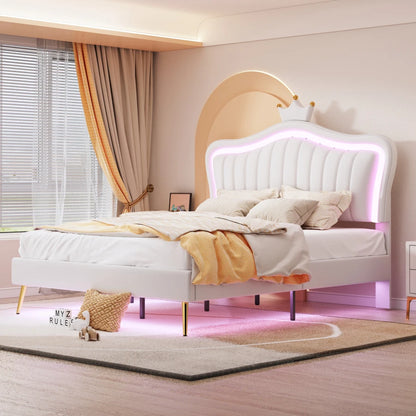 Lit moderne en cuir PU avec lumières LED