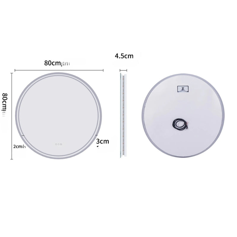 Grand miroir rond à éclairage LED intelligent