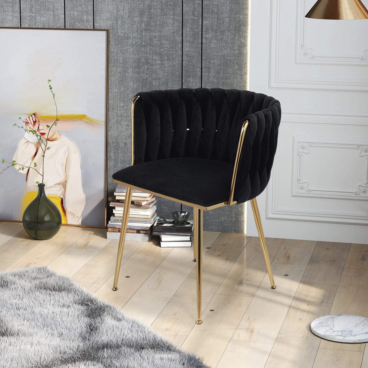 2x chaises de salle à manger luxueuses en velours