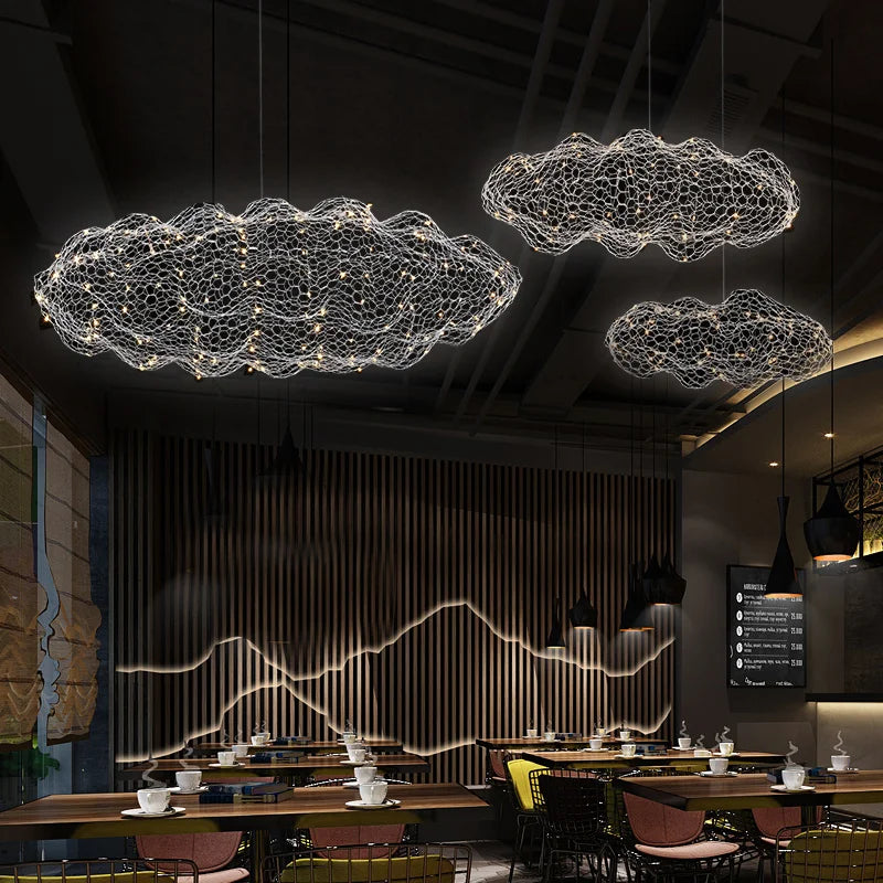 Plafonnier métallique LED design nuage creux