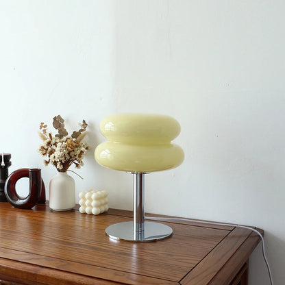 Lampe LED de table en verre macaron