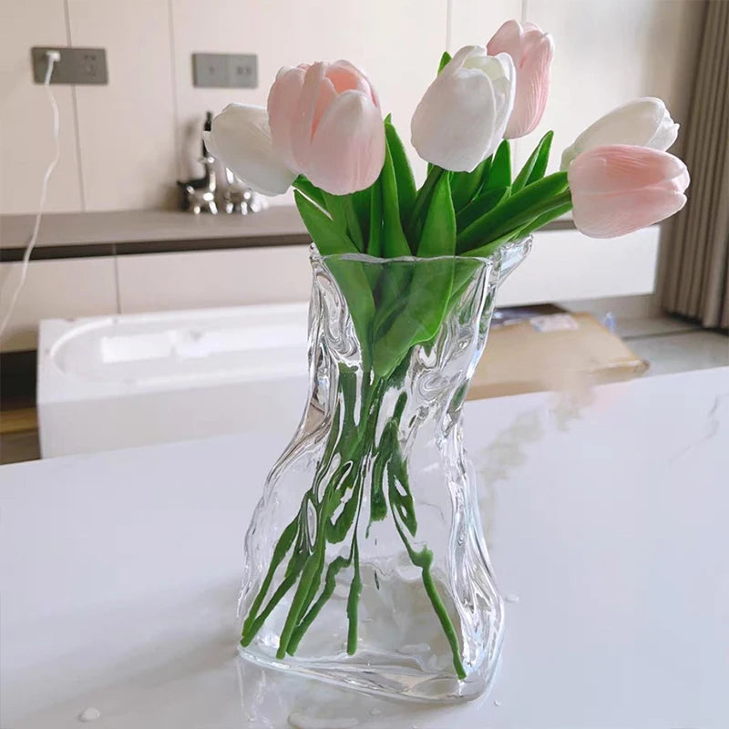 Vase en verre transparent pour fleur