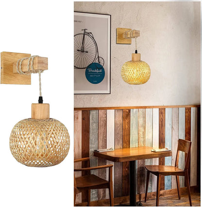 Applique murale en bambou et rotin naturel