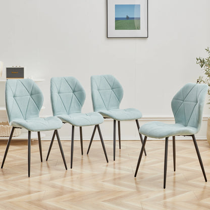 Chaises de salle à manger en tissu de lin rembourré