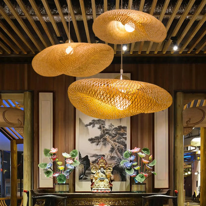Plafonnier à suspension LED en bambou