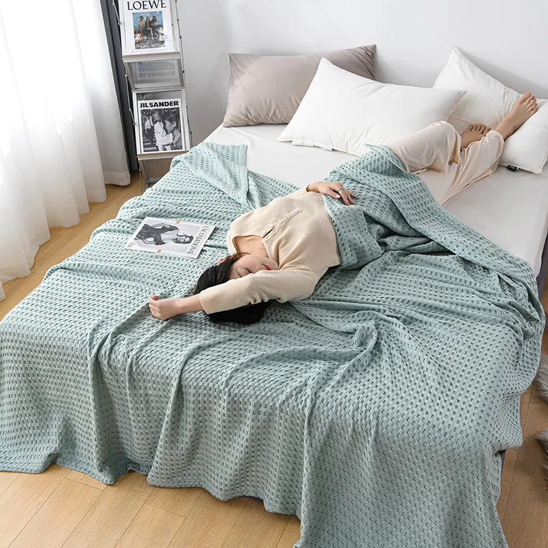 Couverture de lit en coton à carreaux gaufrés d'été
