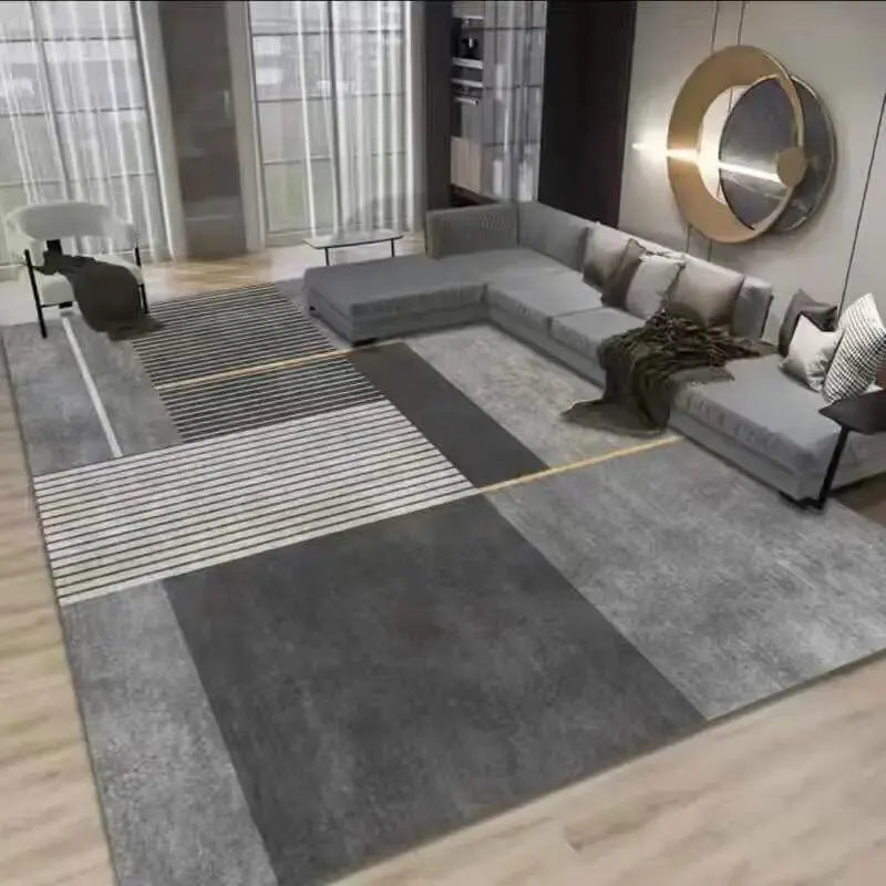 Tapis Géométrique Gris Moderne et Simple