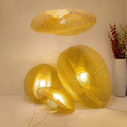 Plafonnier à suspension LED en bambou