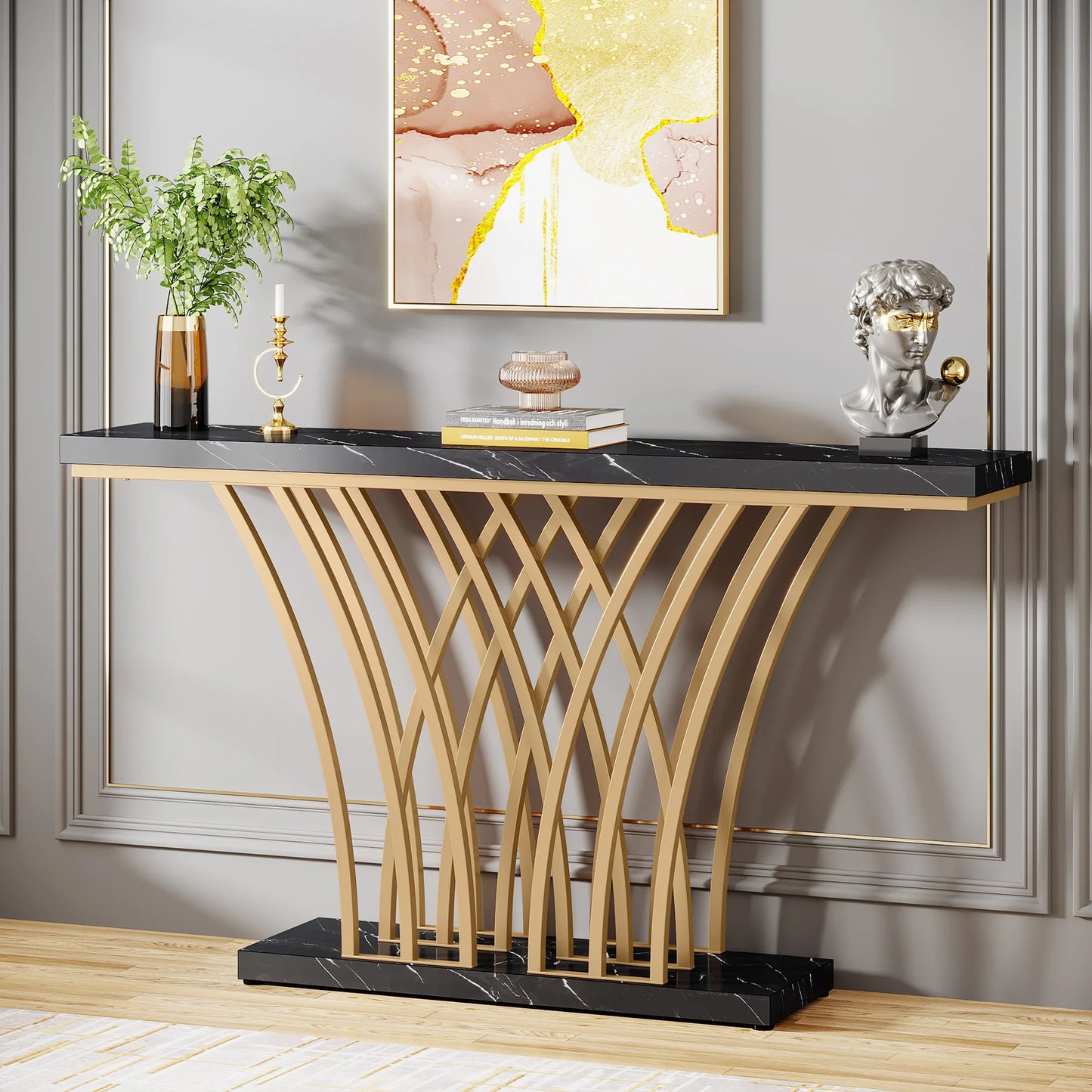 Table d'entrée moderne avec base métallique