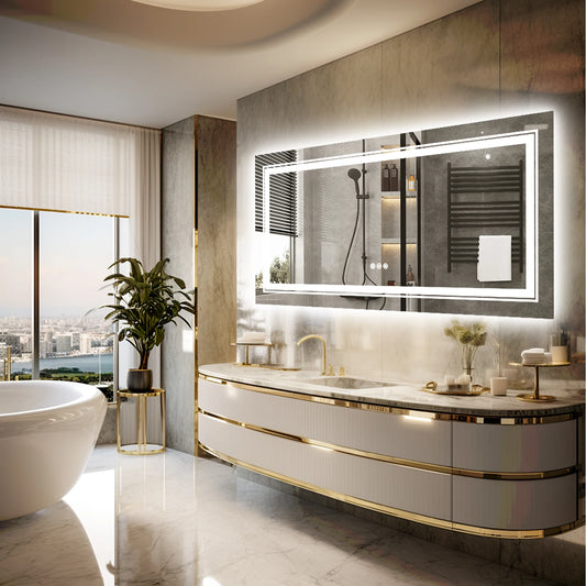 Grand miroir de salle de bain LED