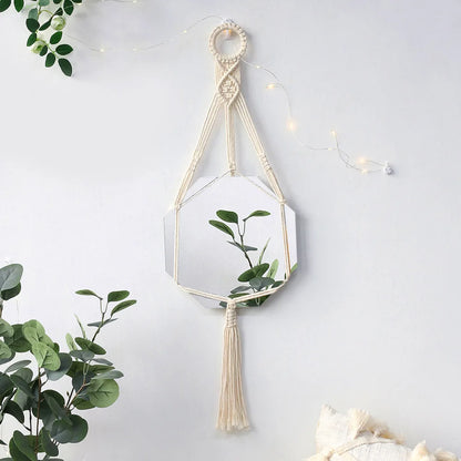 Miroir mural décoratif en macramé