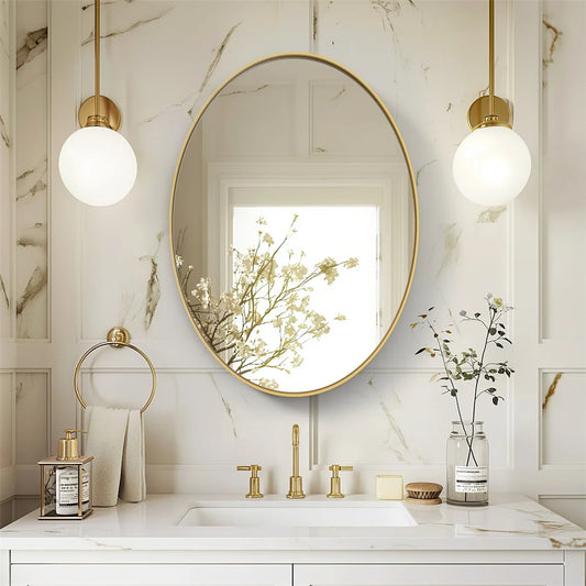 Miroir en or brossé avec cadre en métal