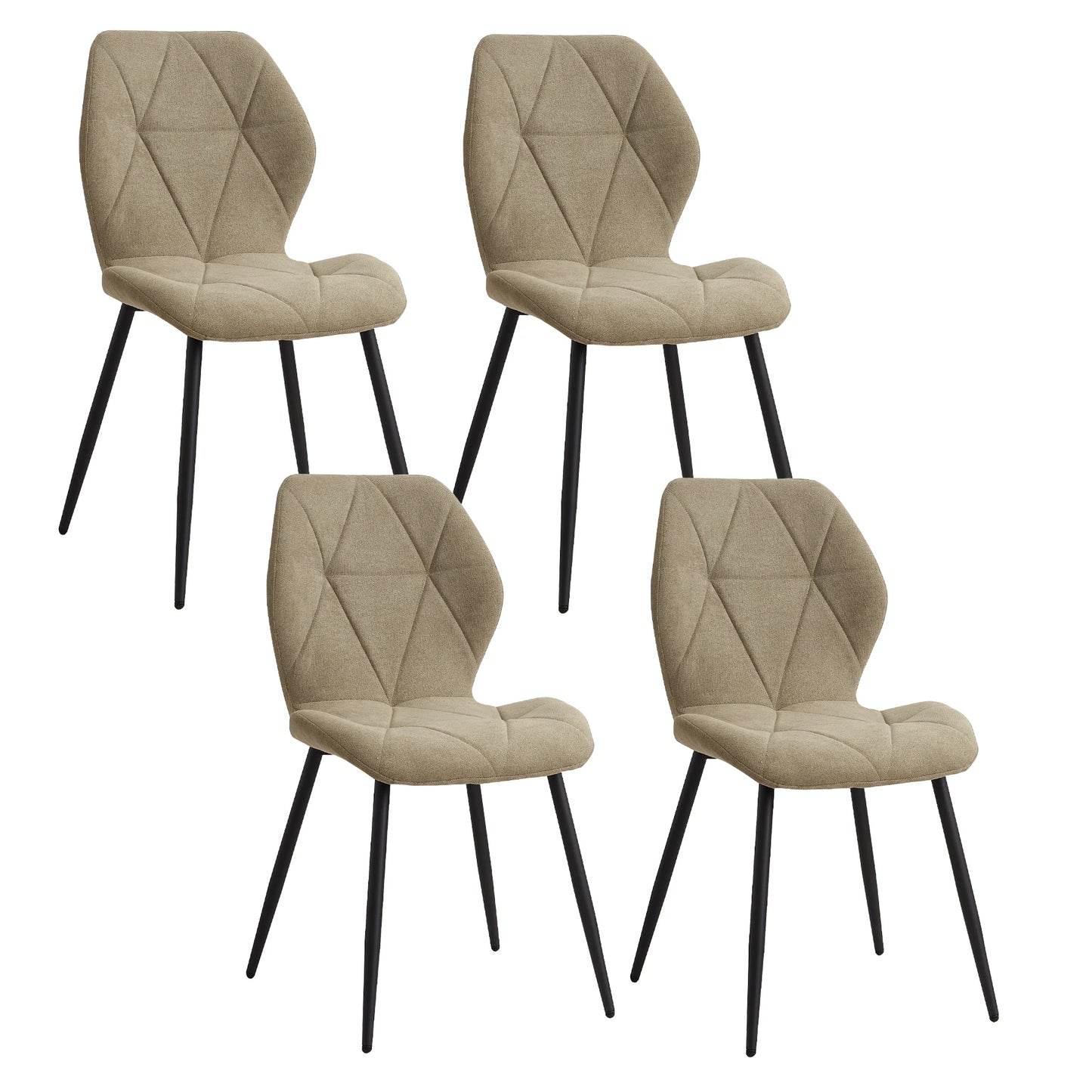 Chaises de salle à manger en tissu de lin rembourré