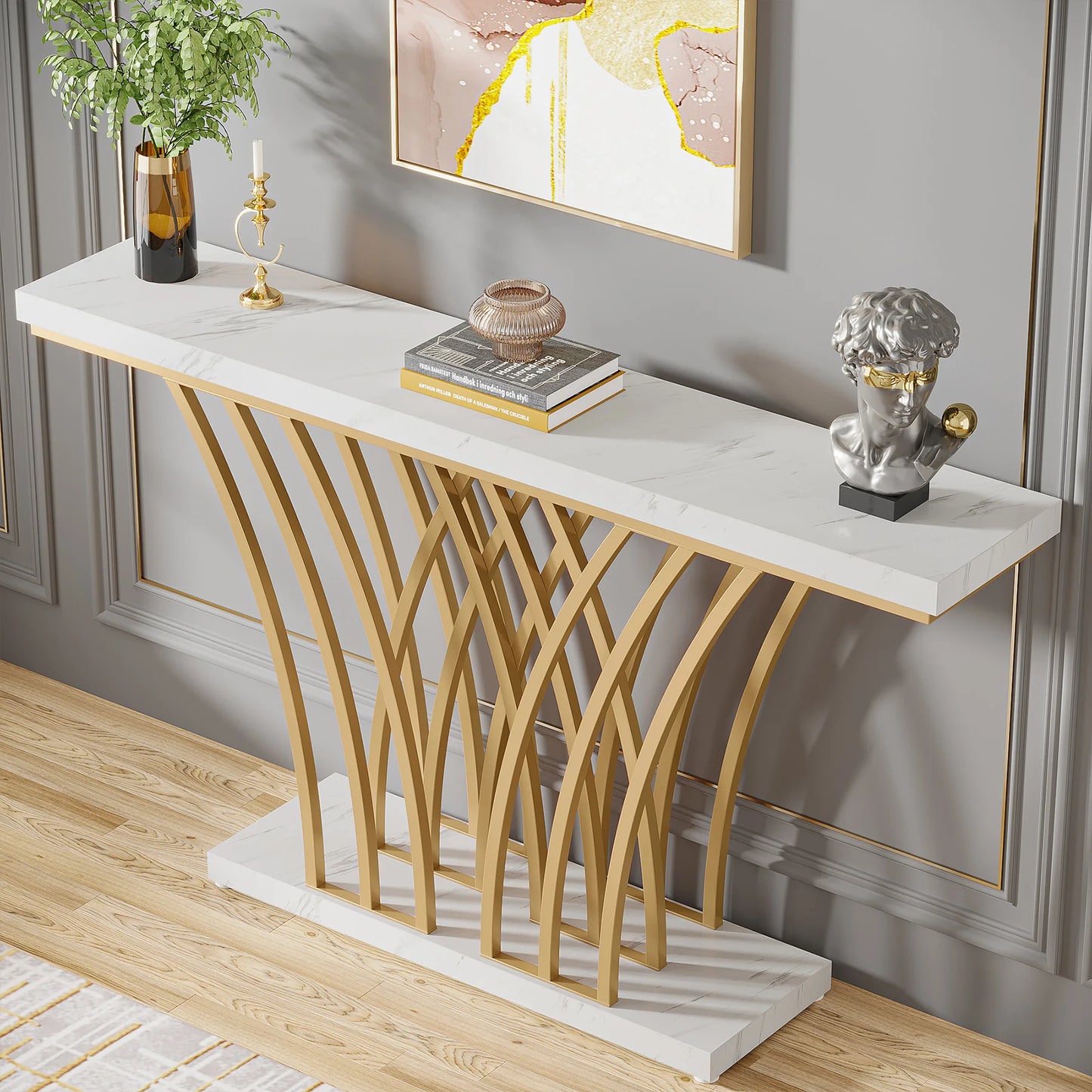 Table d'entrée moderne avec base métallique