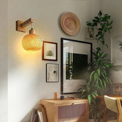 Applique murale en bambou et rotin naturel
