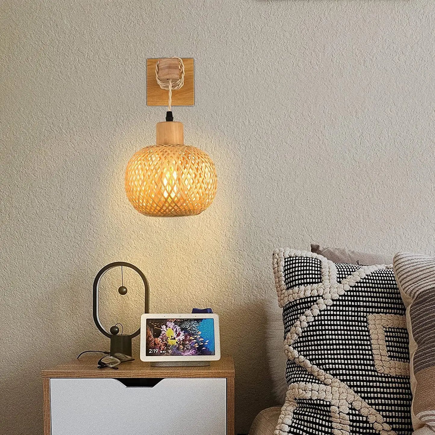 Applique murale en bambou et rotin naturel