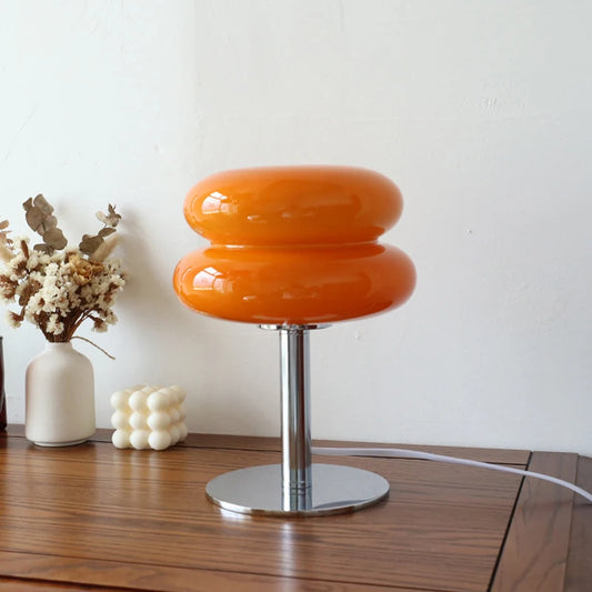 Lampe LED de table en verre macaron