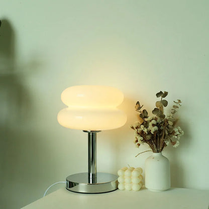 Lampe LED de table en verre macaron