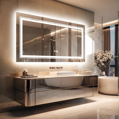 Grand miroir de salle de bain LED