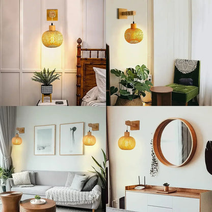 Applique murale en bambou et rotin naturel