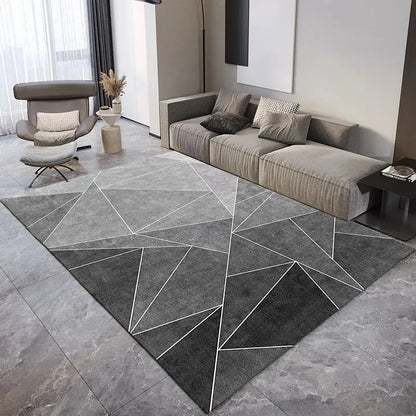 Tapis Géométrique Gris Moderne et Simple