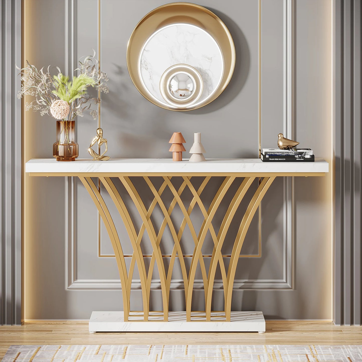 Table d'entrée moderne avec base métallique