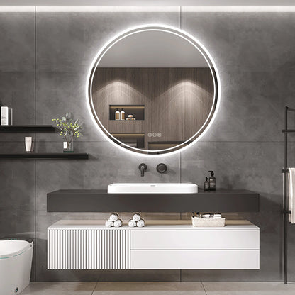 Grand miroir rond à éclairage LED intelligent