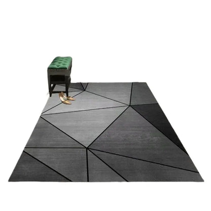 Tapis Géométrique Gris Moderne et Simple