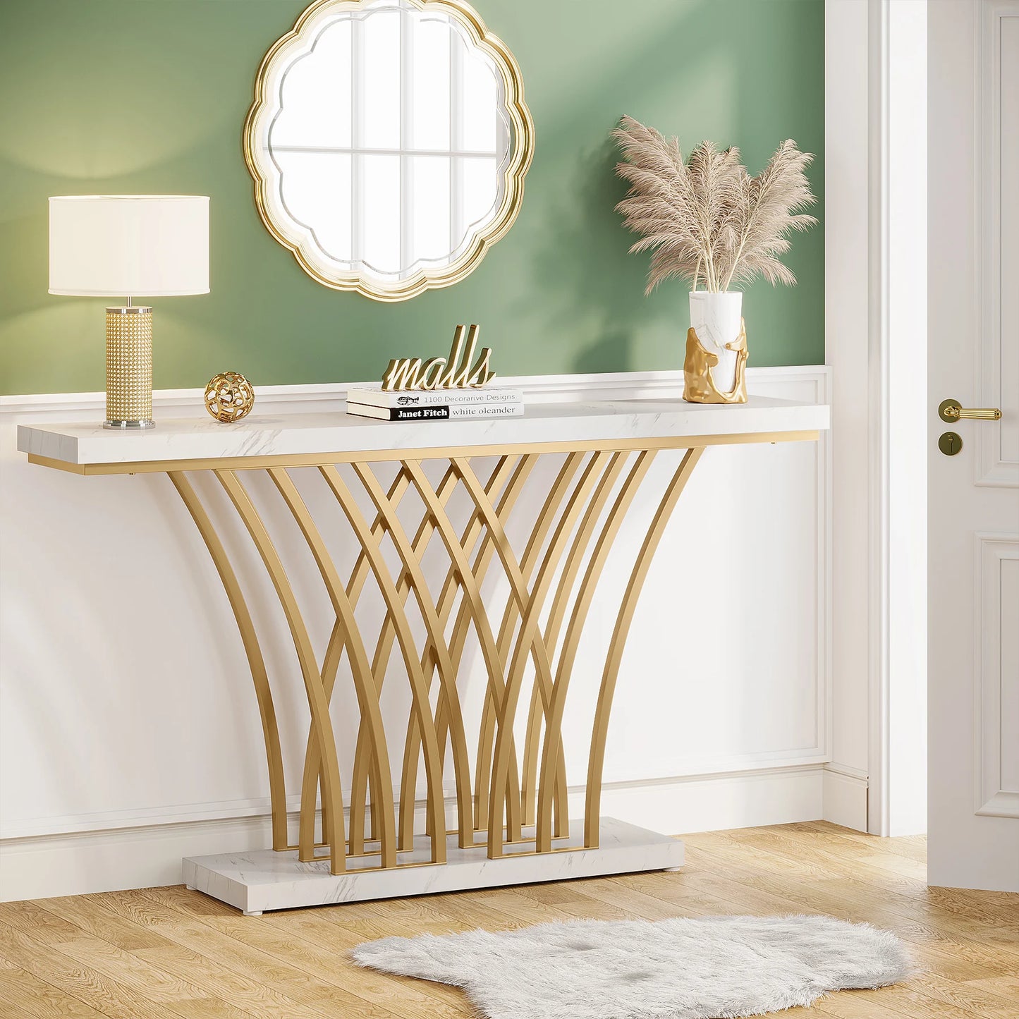 Table d'entrée moderne avec base métallique