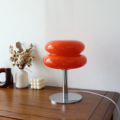 Lampe LED de table en verre macaron