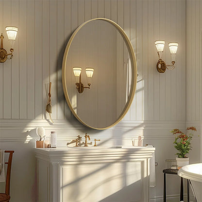 Miroir en or brossé avec cadre en métal