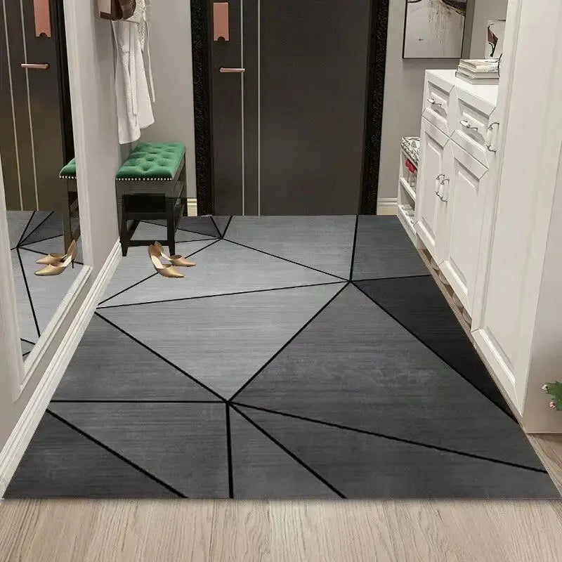 Tapis Géométrique Gris Moderne et Simple