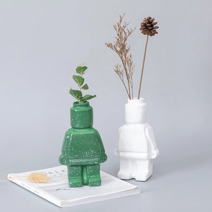 Vase Robot en Céramique de Style Nordique