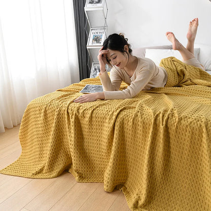 Couverture de lit en coton à carreaux gaufrés d'été