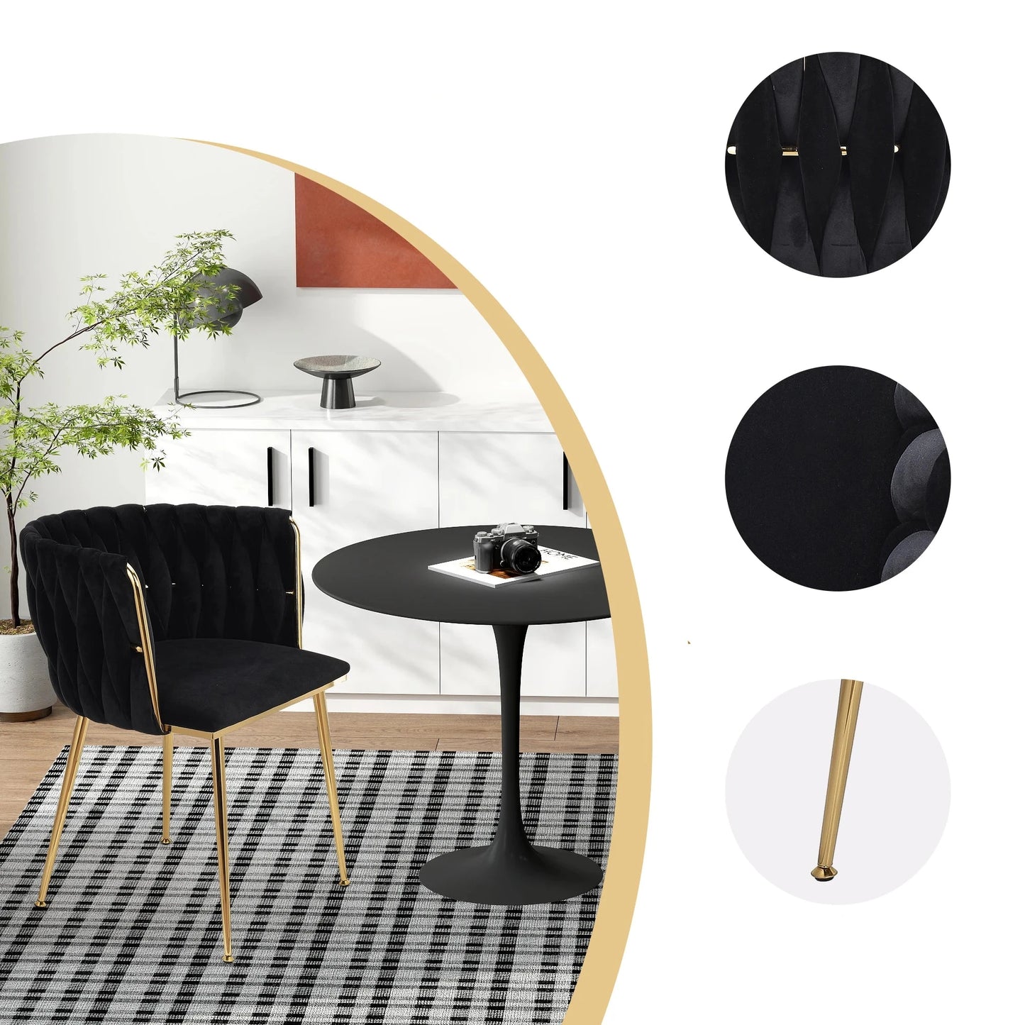 2x chaises de salle à manger luxueuses en velours
