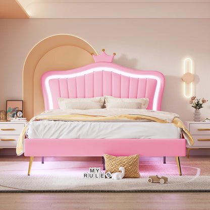 Lit moderne en cuir PU avec lumières LED