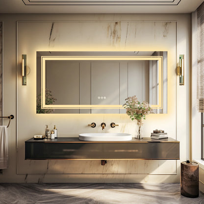 Grand miroir de salle de bain LED