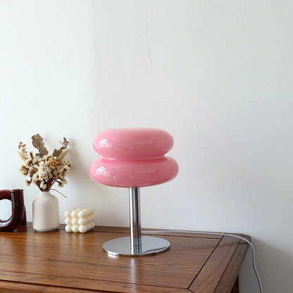 Lampe LED de table en verre macaron