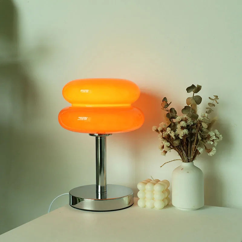 Lampe LED de table en verre macaron