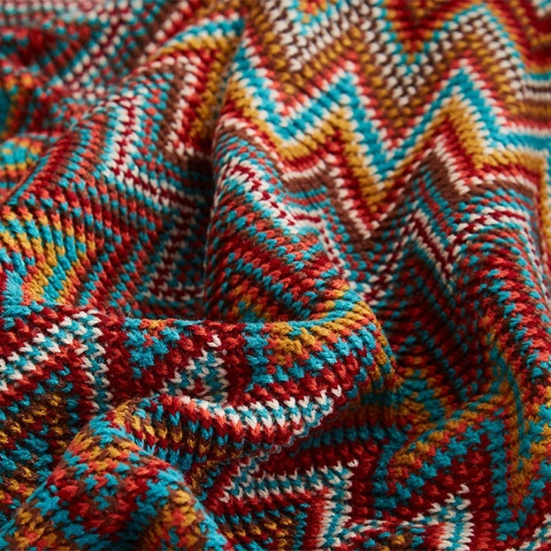 Couverture tissée à carreaux de lit