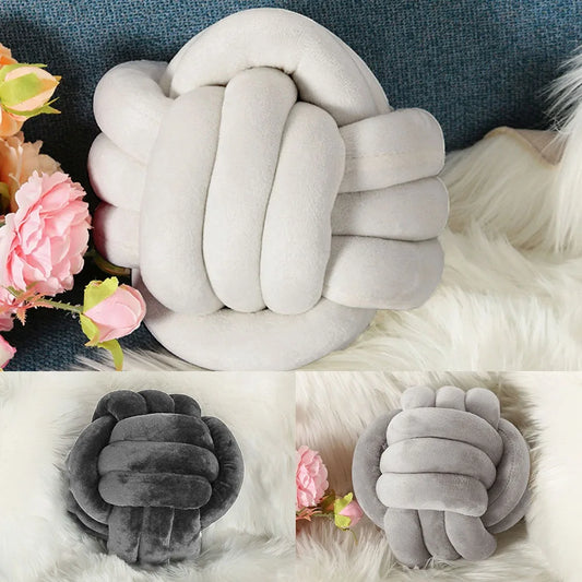Coussin rond noué en velours pour enfant