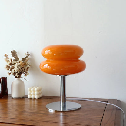 Lampe LED de table en verre macaron
