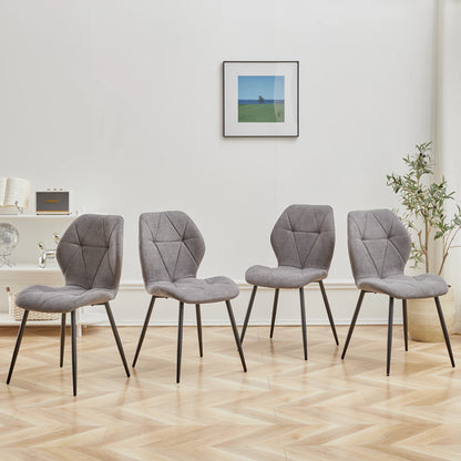 Chaises de salle à manger en tissu de lin rembourré