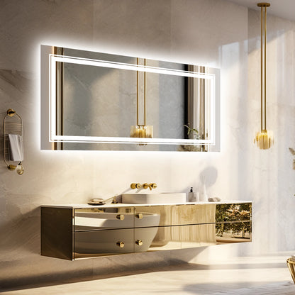 Grand miroir de salle de bain LED