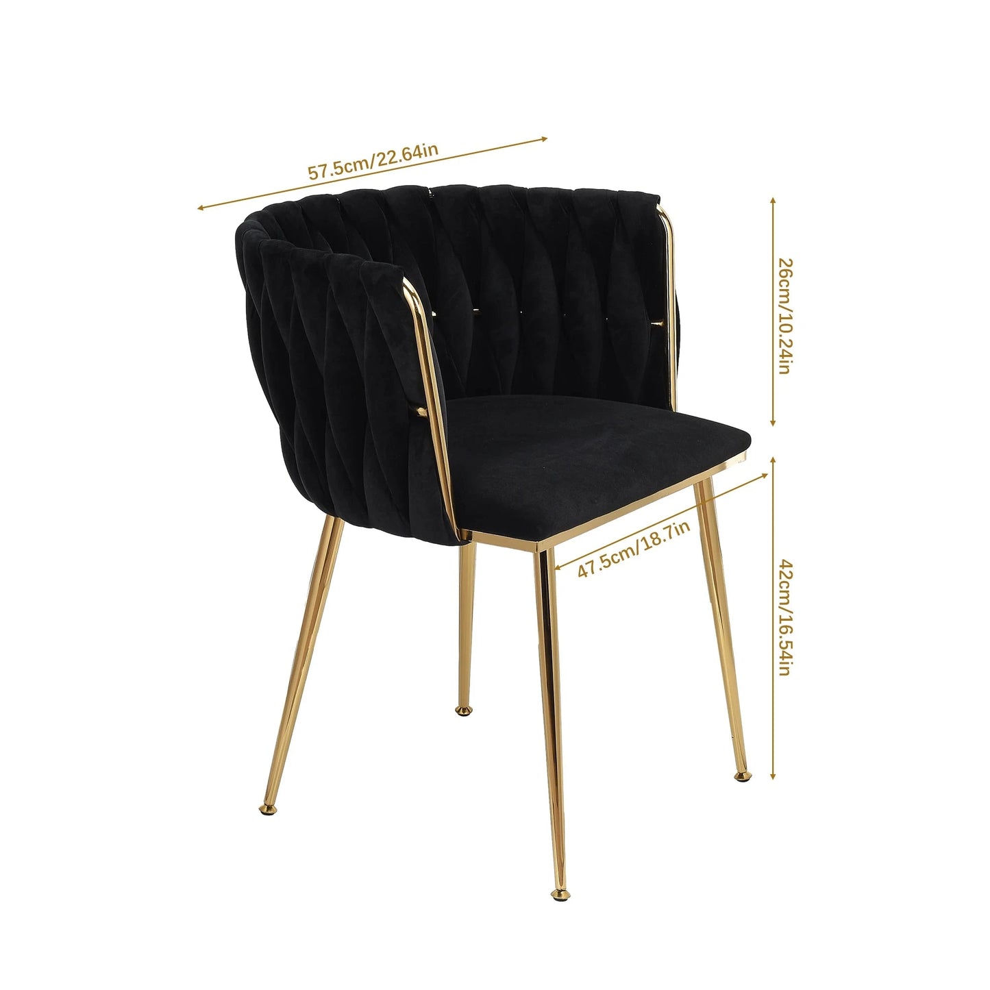 2x chaises de salle à manger luxueuses en velours