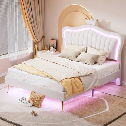 Lit moderne en cuir PU avec lumières LED