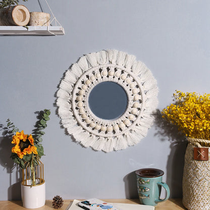Miroir mural décoratif en macramé