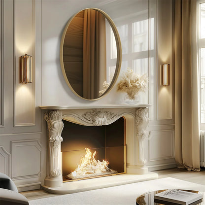 Miroir en or brossé avec cadre en métal